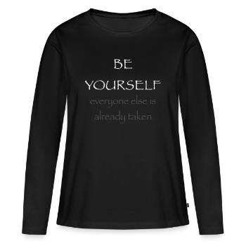 Que tu sois toi-même - T-shirt manches longues Premium bio Femme - noir - Devant - Julia (174cm)