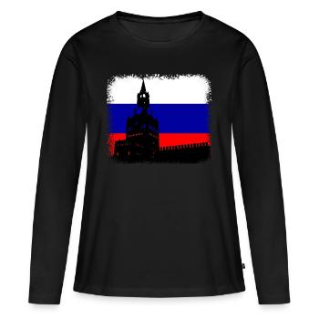 Russie - T-shirt manches longues Premium bio Femme - noir - Devant - Julia (174cm)