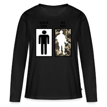 Ton fils mon fils - soldat soldat soldat fils - T-shirt manches longues Premium bio Femme - noir - Devant - Julia (174cm)