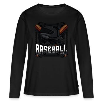 Casque de baseball batte de baseball sport idée cadeau - T-shirt manches longues Premium bio Femme - noir - Devant - Julia (174cm)