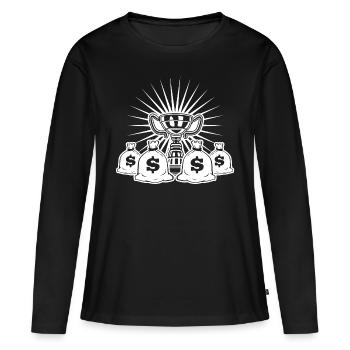 Gagnant Coupe Gagnant Argent - T-shirt manches longues Premium bio Femme - noir - Devant - Julia (174cm)