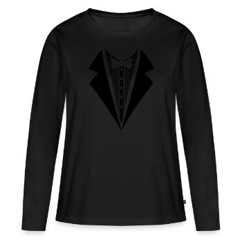 smoking noir - T-shirt manches longues Premium bio Femme - noir - Devant - Julia (174cm)