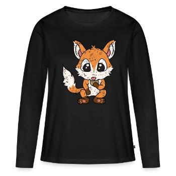 Little Fox Hunger Cookies Style Rétro Vintage - T-shirt manches longues Premium bio Femme - noir - Devant - Julia (174cm)