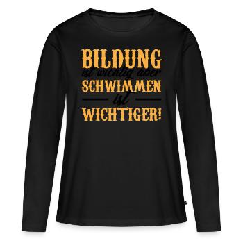 Maillot de bain · EDUCATION · Cadeau - T-shirt manches longues Premium bio Femme - noir - Devant - Julia (174cm)