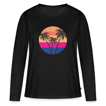 palmiers - T-shirt manches longues Premium bio Femme - noir - Devant - Julia (174cm)