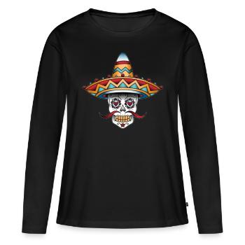 mexicains - T-shirt manches longues Premium bio Femme - noir - Devant - Julia (174cm)