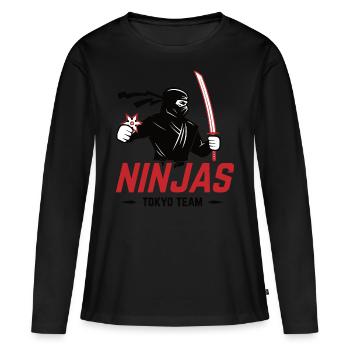 Ninja - T-shirt manches longues Premium bio Femme - noir - Devant - Julia (174cm)