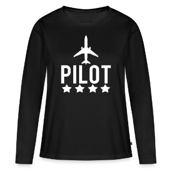 Pilot - Frauen Premium Bio Langarmshirt - Schwarz - Vorne - Julia (174cm)