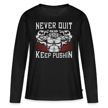 Chien Beast ne jamais abandonner - T-shirt manches longues Premium bio Femme - noir - Devant - Julia (174cm)