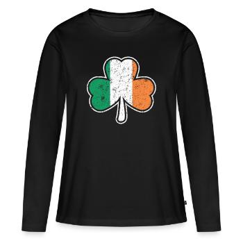 Trèfle irlandais - T-shirt manches longues Premium bio Femme - noir - Devant - Julia (174cm)