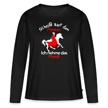 Reiten Prinz - Frauen Premium Bio Langarmshirt - Schwarz - Vorne - Julia (174cm)