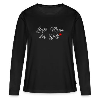 Maman est la meilleure du monde cadeau de cœur - T-shirt manches longues Premium bio Femme - noir - Devant - Julia (174cm)