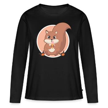 Un écureuil lèche la glace - T-shirt manches longues Premium bio Femme - noir - Devant - Julia (174cm)