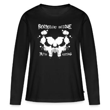 Borderlines Boutique - Tattoo Piercing - Frauen Premium Bio Langarmshirt - Schwarz - Vorne - Julia (174cm)
