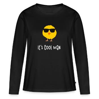 Poussin mignon avec des lunettes de soleil disant cadeau amusant - T-shirt manches longues Premium bio Femme - noir - Devant - Julia (174cm)