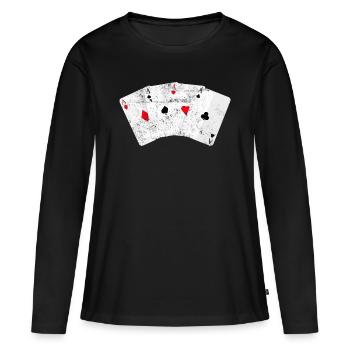 Poker Karten Pokern - Frauen Premium Bio Langarmshirt - Schwarz - Vorne - Julia (174cm)