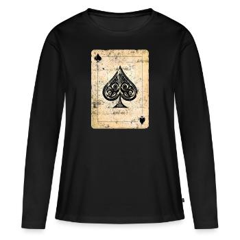 Carte de poker as de pique - T-shirt manches longues Premium bio Femme - noir - Devant - Julia (174cm)