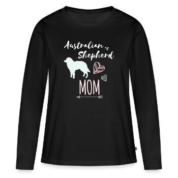 Chien cadeau maman australienne chien maman - T-shirt manches longues Premium bio Femme - noir - Devant - Julia (174cm)