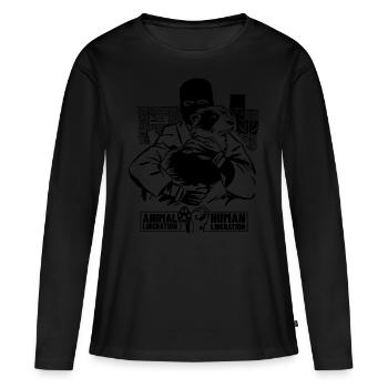 Libération animale Libération humaine II (noir) - T-shirt manches longues Premium bio Femme - noir - Devant - Julia (174cm)