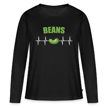 haricots - T-shirt manches longues Premium bio Femme - noir - Devant - Julia (174cm)