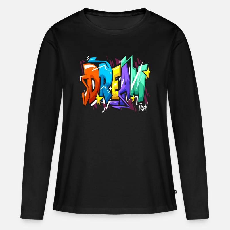 Graffiti Dream - Frauen Premium Bio Langarmshirt - Schwarz