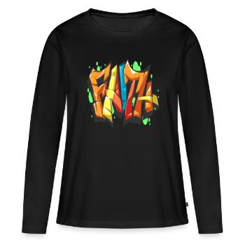 graffiti - T-shirt manches longues Premium bio Femme - noir - Devant - Julia (174cm)