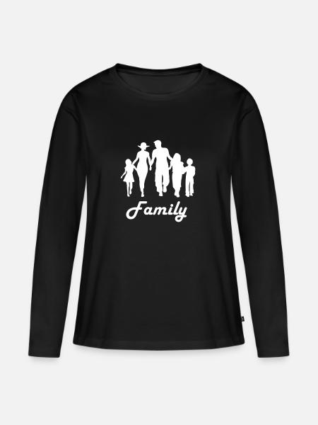 Familien - Frauen Premium Bio Langarmshirt - Schwarz