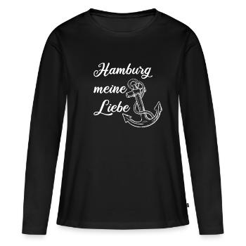 Hambourg - T-shirt manches longues Premium bio Femme - noir - Devant - Julia (174cm)