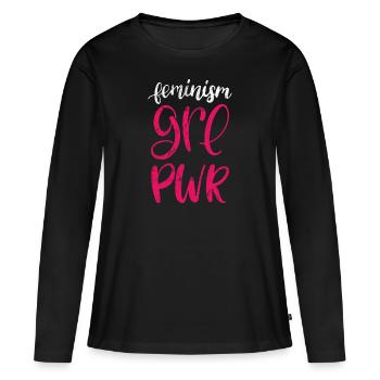 Féministe Féministe - T-shirt manches longues Premium bio Femme - noir - Devant - Julia (174cm)