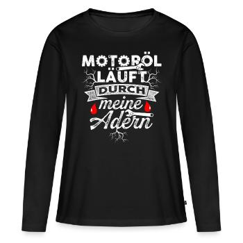 Mechanic funny saying Engine Oil Gift - Women's Premium Organic Long Sleeve Shirt - black - Front - Julia (174cm)