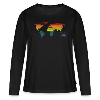 monde de la diversité - T-shirt manches longues Premium bio Femme - noir - Devant - Julia (174cm)