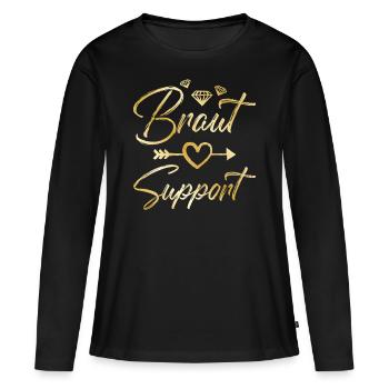 support de mariée coeur diamant or - T-shirt manches longues Premium bio Femme - noir - Devant - Julia (174cm)