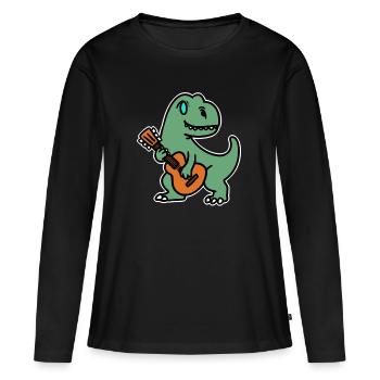 Gitarre Gittarist Dino Musik Musikschule - Frauen Premium Bio Langarmshirt - Schwarz - Vorne - Julia (174cm)