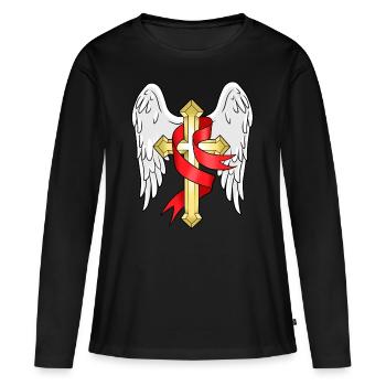 Croix Chrétiens Jésus Don Religion Pape - T-shirt manches longues Premium bio Femme - noir - Devant - Julia (174cm)
