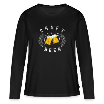 Chopes à bière - T-shirt manches longues Premium bio Femme - noir - Devant - Julia (174cm)