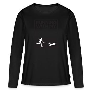 Border Collie Hunderasse Laufshirt - Frauen Premium Bio Langarmshirt - Schwarz - Vorne - Julia (174cm)