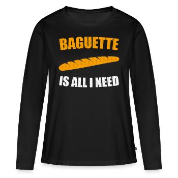 baguette - T-shirt manches longues Premium bio Femme - noir - Devant - Julia (174cm)