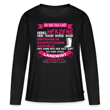 Landwirtschaft Traktor Geschenk Landwirt Frau - Frauen Premium Bio Langarmshirt - Schwarz - Vorne - Julia (174cm)