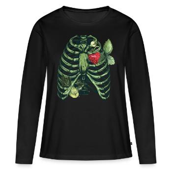 Plantes Cage thoracique fraise - T-shirt manches longues Premium bio Femme - noir - Devant - Julia (174cm)