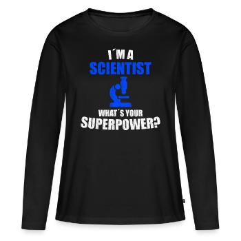 Superpuissance scientifique - T-shirt manches longues Premium bio Femme - noir - Devant - Julia (174cm)