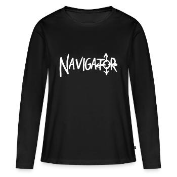 navigateur - T-shirt manches longues Premium bio Femme - noir - Devant - Julia (174cm)