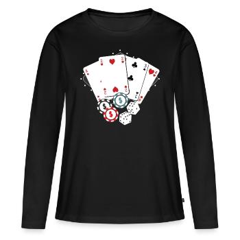 Poker Card - Poker Cartes cartes Full house - T-shirt manches longues Premium bio Femme - noir - Devant - Julia (174cm)