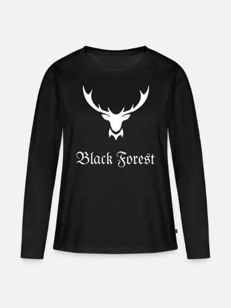Black Forest Schwarzwald Hirsch Hirschgeweih - Frauen Premium Bio Langarmshirt - Schwarz
