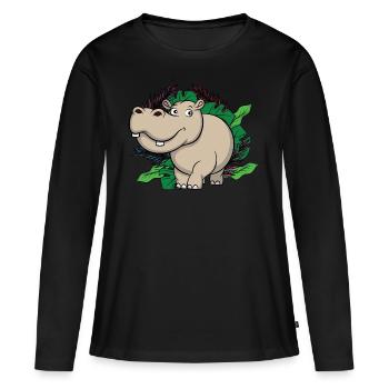 Hippo Jungle, roi de la jungle - T-shirt manches longues Premium bio Femme - noir - Devant - Julia (174cm)