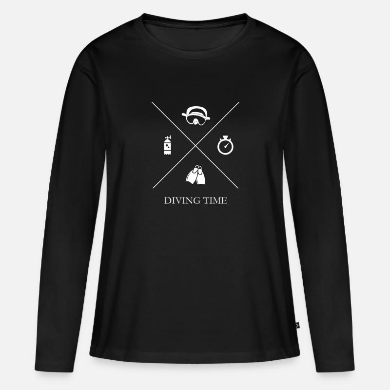 Tauchen - Frauen Premium Bio Langarmshirt - Schwarz