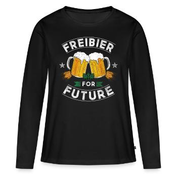 Freibier for Future Bier Geschenk - Frauen Premium Bio Langarmshirt - Schwarz - Vorne - Julia (174cm)