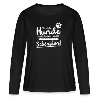 So viele Hunde und ich habe den Schönsten - Frauen Premium Bio Langarmshirt - Schwarz - Vorne - Julia (174cm)