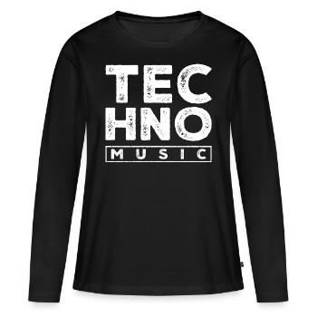 musique techno - T-shirt manches longues Premium bio Femme - noir - Devant - Julia (174cm)