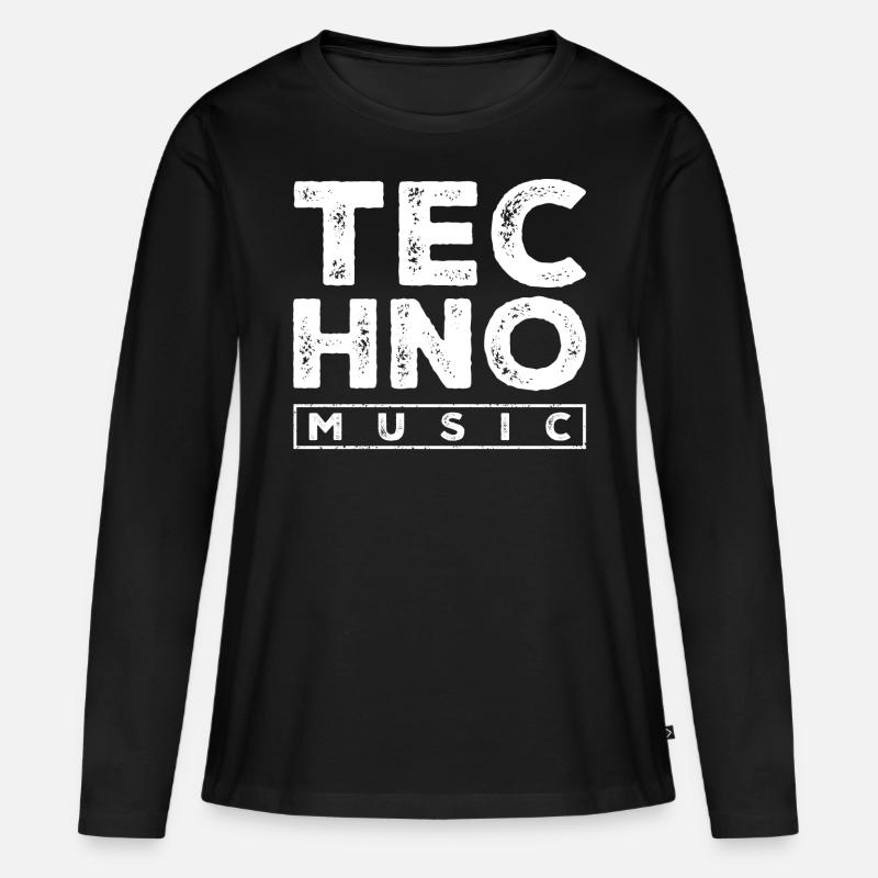 techno music - Frauen Premium Bio Langarmshirt - Schwarz