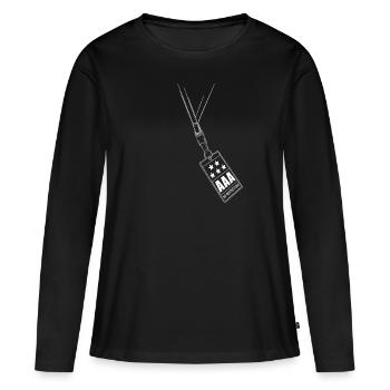 backstage-pass all areas - Frauen Premium Bio Langarmshirt - Schwarz - Vorne - Julia (174cm)